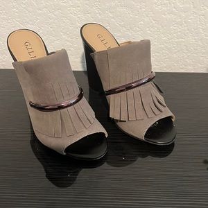 Gray Genuine Leather Heels